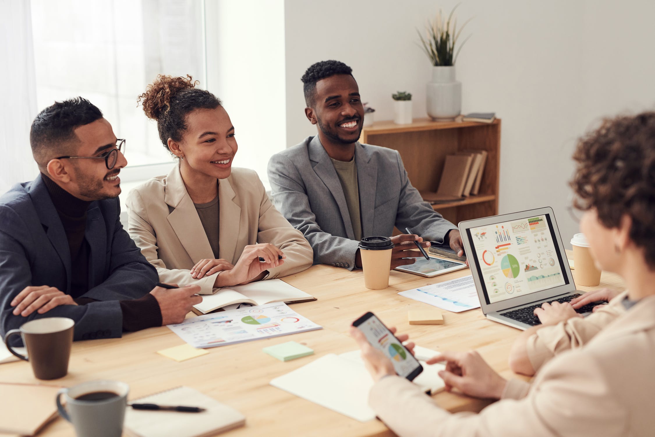 diverse team presenting data