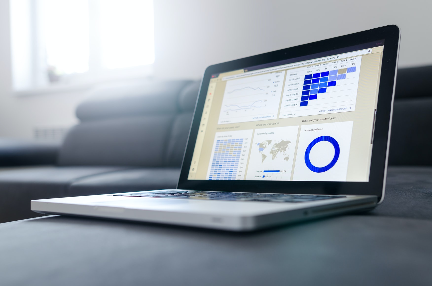 data on a laptop screen