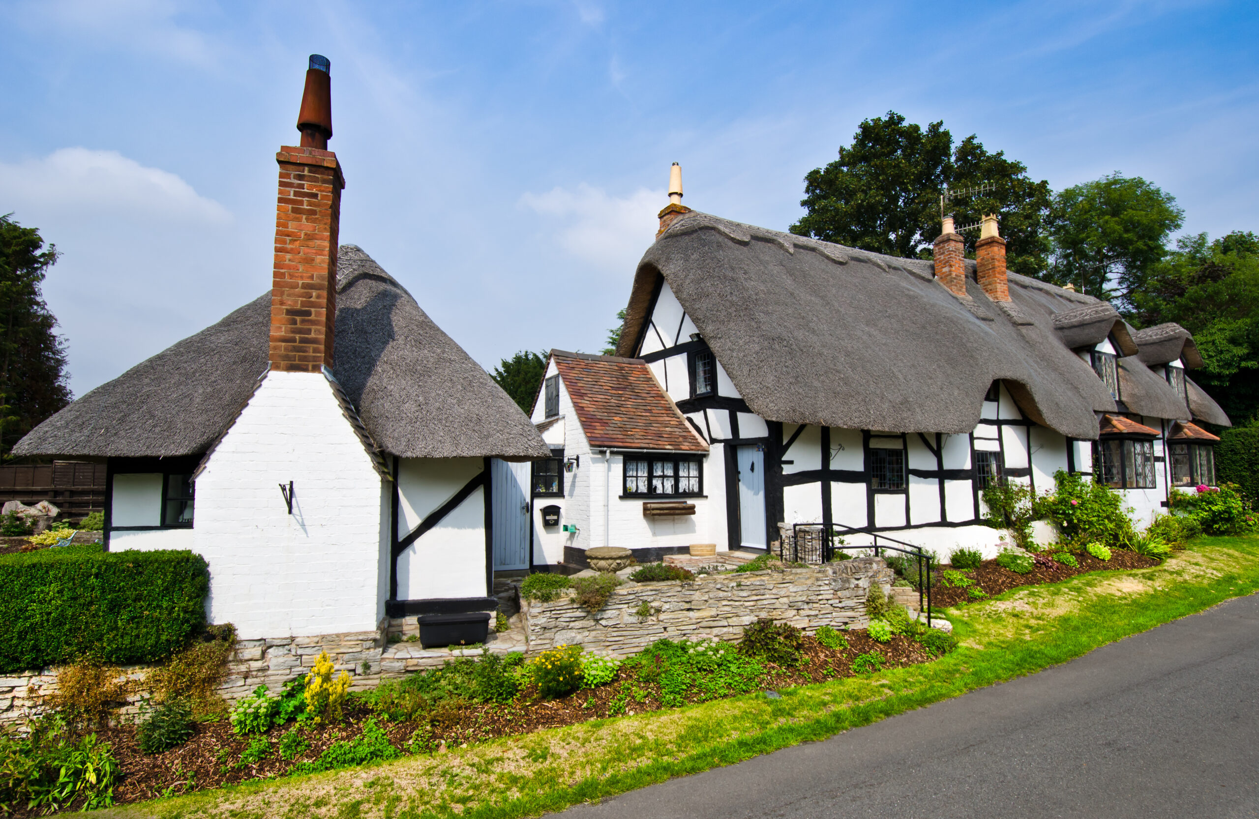 Thatched roof house in the countryside